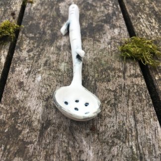 Handmade porcelain spoon/sugar sifter - birch