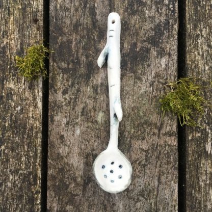 Handmade porcelain spoon/sugar sifter - birch