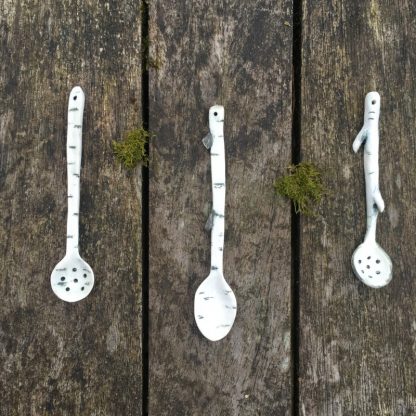 Handmade porcelain spoon/sugar sifter - birch