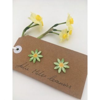 Large Spring Green Daisy Earrings