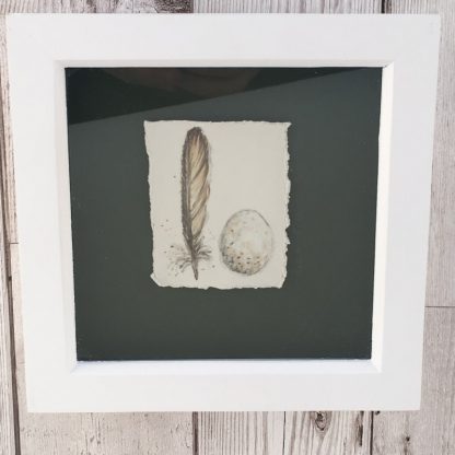 Robin egg & feather porcelain box frame