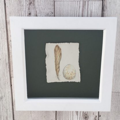 Robin egg & feather porcelain box frame