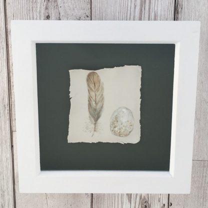 Robin egg & feather porcelain box frame