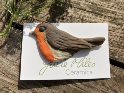 Handmade porcelain robin brooch
