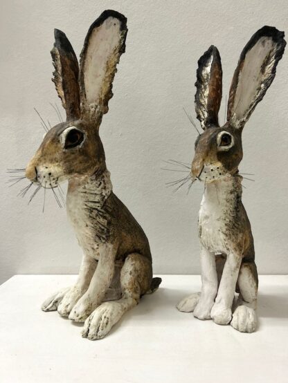 Large sculptural hares - Primrose and Luna hares